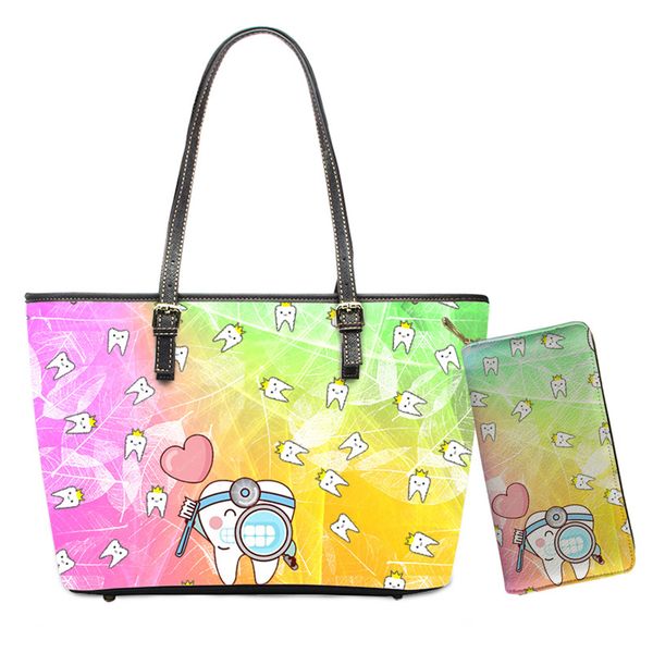 cute cartoon tooth print pu bags dentist rainbow design nursing handbags for women 2pcs/set travel handle bags
cute cartoon tooth print pu bags dentist rainbow design nursing handbags for women 2pcs/set travel handle bags