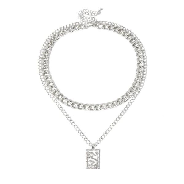 hip hop double layer crystal hollow rectangle dragon-shaped pendant choker necklace thick chain creative necklace jewelry, Silver
hip hop double layer crystal hollow rectangle dragon-shaped pendant choker necklace thick chain creative necklace jewelry, Silver