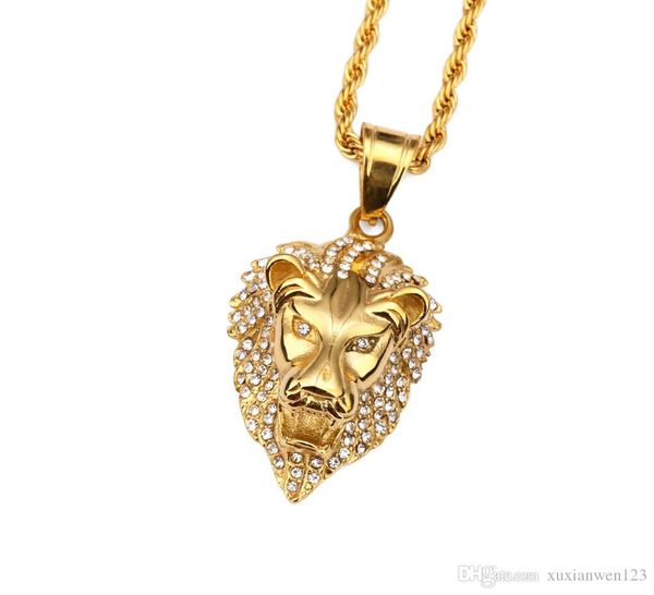 pendant necklace fashion hip hop lion head crystal rhinestone titanium steel personality men jewelry exquisite necklaces, Silver
pendant necklace fashion hip hop lion head crystal rhinestone titanium steel personality men jewelry exquisite necklaces, Silver