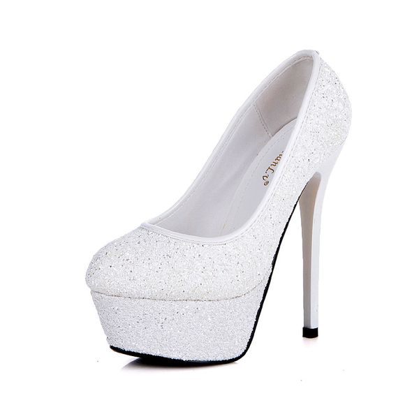 european and american fashion explosions sequins stiletto shoes waterproof platform shoes versatile women, Black