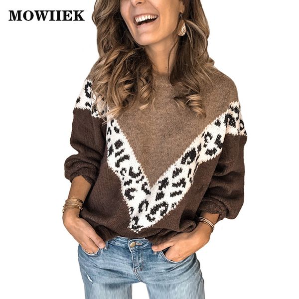 women's sweaters 2021 autumn style leopard print stitching sweater retro contrast round neck long sleeve lady outwear, White;black
women's sweaters 2021 autumn style leopard print stitching sweater retro contrast round neck long sleeve lady outwear, White;black