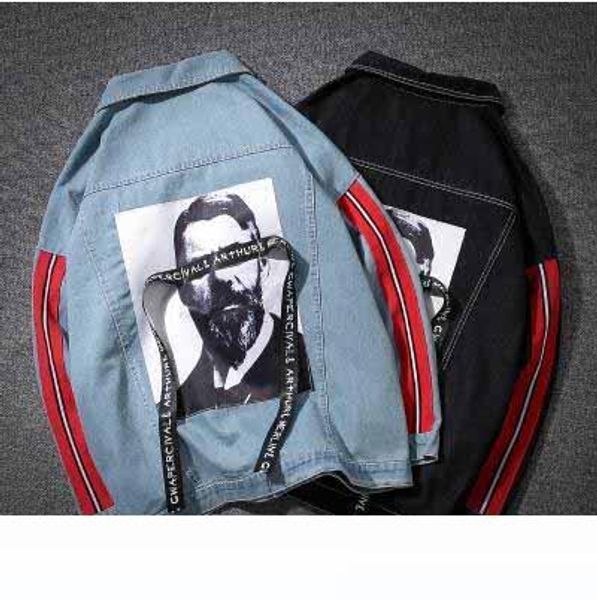 plus size us style patchwork ribbon denim jacket head printed single breasted casual jacket coats teenager autumn outwear coats, Black;brown
plus size us style patchwork ribbon denim jacket head printed single breasted casual jacket coats teenager autumn outwear coats, Black;brown