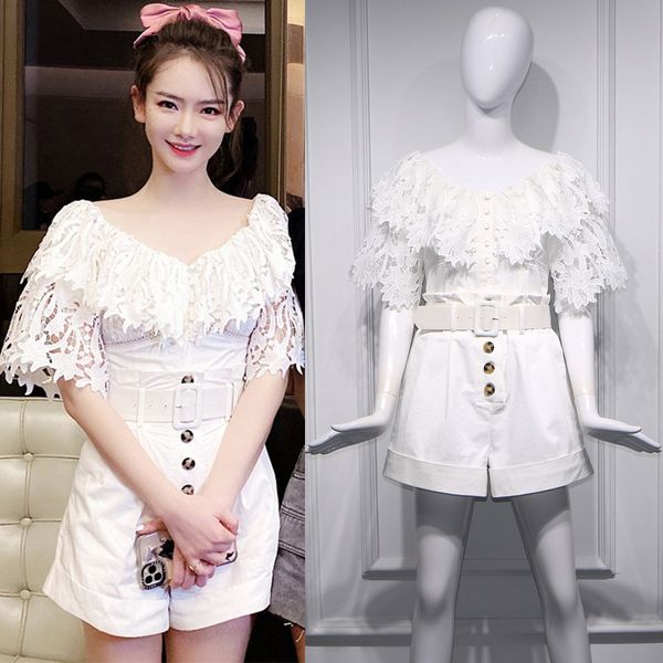 white v-neck flounces hollowed-out high-waisted short-sleeved jumpsuit shorts women's korean style fashion 0708, Black;white
white v-neck flounces hollowed-out high-waisted short-sleeved jumpsuit shorts women's korean style fashion 0708, Black;white