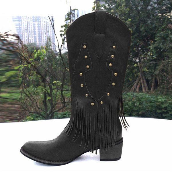 2020 women's rivet high boots winter vintage cowboy long tube tassel boot women square heel long tube boot women round toe boots, Black
2020 women's rivet high boots winter vintage cowboy long tube tassel boot women square heel long tube boot women round toe boots, Black