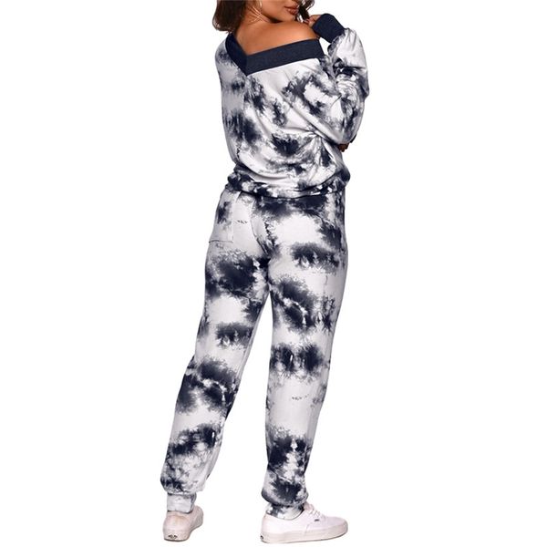 women's tracksuits tie dyeing pants 2 pieces set women v-neck outfits long sleeve t-shirt high waisted trousers casual style clothes p, Gray
women's tracksuits tie dyeing pants 2 pieces set women v-neck outfits long sleeve t-shirt high waisted trousers casual style clothes p, Gray