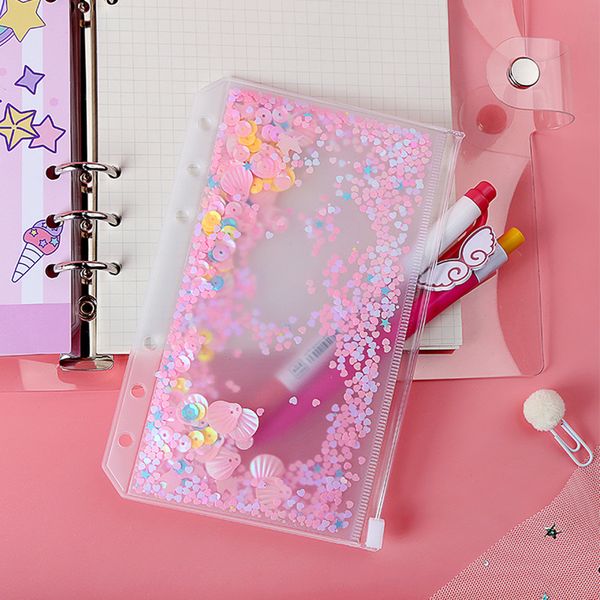 a6 pvc notebook pocket with 6 holes glitter plastic binder inserts pockets 6 ring loose leaf bags filofax zipper envelopes bult-in flakes
a6 pvc notebook pocket with 6 holes glitter plastic binder inserts pockets 6 ring loose leaf bags filofax zipper envelopes bult-in flakes