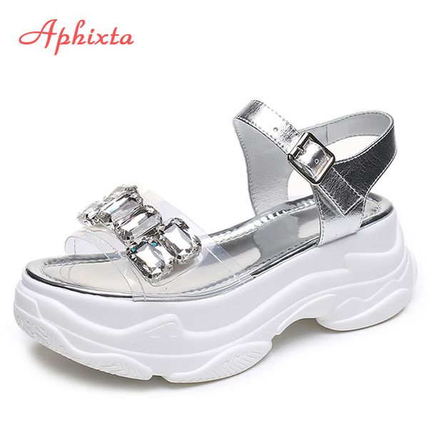 aphixta platform jewelry wedge heel transparent rhinestones sandals summer women diamond shoes women buckle crystal sandal woman, Black
aphixta platform jewelry wedge heel transparent rhinestones sandals summer women diamond shoes women buckle crystal sandal woman, Black