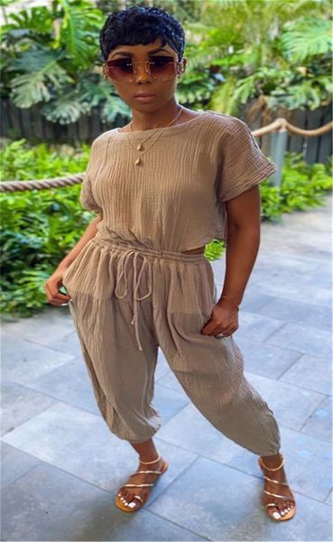 womens short sleeve cropped pants suit fashion solid color backless t-shirt and loose high-waist long pants x0923, Gray
womens short sleeve cropped pants suit fashion solid color backless t-shirt and loose high-waist long pants x0923, Gray