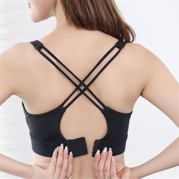 gym clothing adjustable back buckle cross seamless sports bra women fitness workout yoga bras breathable mesh yarn female sport top, White;black
gym clothing adjustable back buckle cross seamless sports bra women fitness workout yoga bras breathable mesh yarn female sport top, White;black