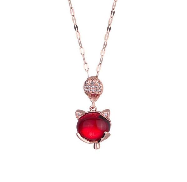 titanium steel necklace red little fox new micro-inlaid hao stone niche clavicle chain charming necklace ly026, Silver
titanium steel necklace red little fox new micro-inlaid hao stone niche clavicle chain charming necklace ly026, Silver