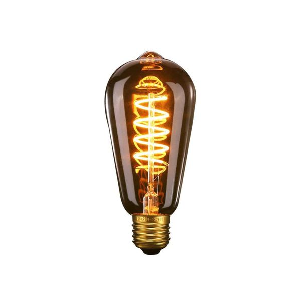 St64 Retro Edison Spiral Led Bulb E26 110v Lamp 3w E27 Filament Amber Glass 2200k Dimmable Decorative Bulb
