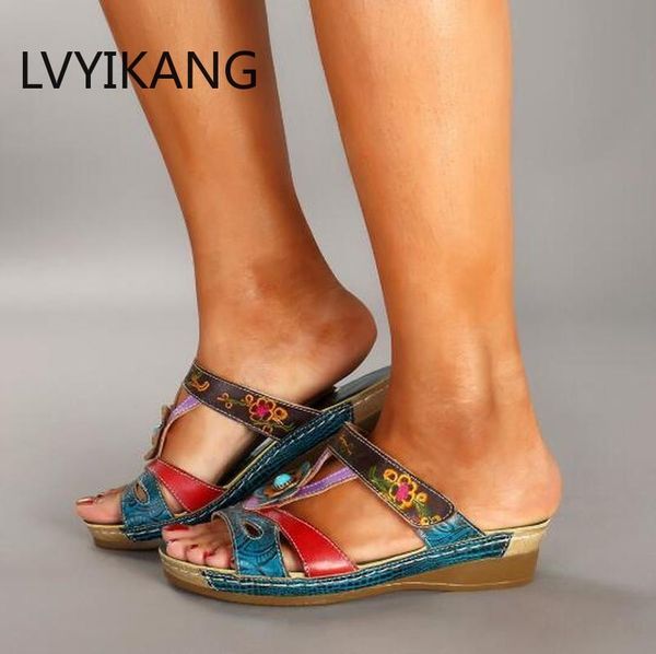 women summer sandals mid heels wedges shoes woman pu leather slippers open toe bohemia ethic sandalias mujer sapato femininod010, Black
women summer sandals mid heels wedges shoes woman pu leather slippers open toe bohemia ethic sandalias mujer sapato femininod010, Black