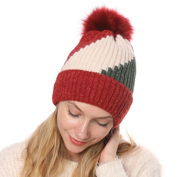 color block beanies hat autumn winter new women knit caps fashion chic thicken warm knitted hats with fluffy ball, Blue;gray
color block beanies hat autumn winter new women knit caps fashion chic thicken warm knitted hats with fluffy ball, Blue;gray
