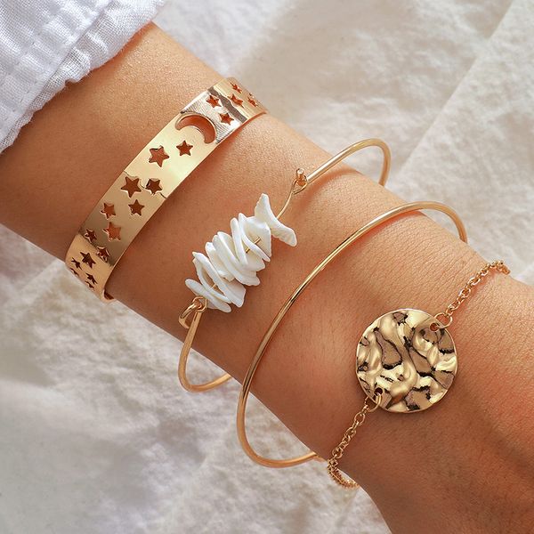 tocona 4pcs/sets moon star stone bracelets for women charming gold color alloy metal open bangle adjustable jewelry 13515, Golden;silver
tocona 4pcs/sets moon star stone bracelets for women charming gold color alloy metal open bangle adjustable jewelry 13515, Golden;silver