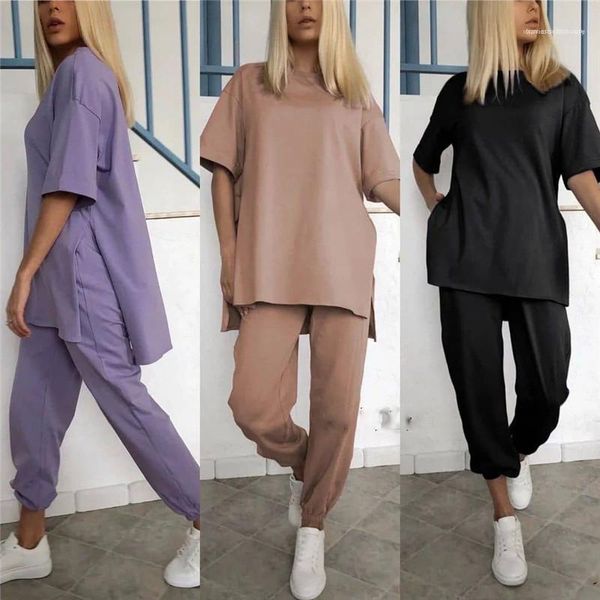women clothing casual summer women tracksuit solid color loose short sleeve split two piece set street style, Gray
women clothing casual summer women tracksuit solid color loose short sleeve split two piece set street style, Gray