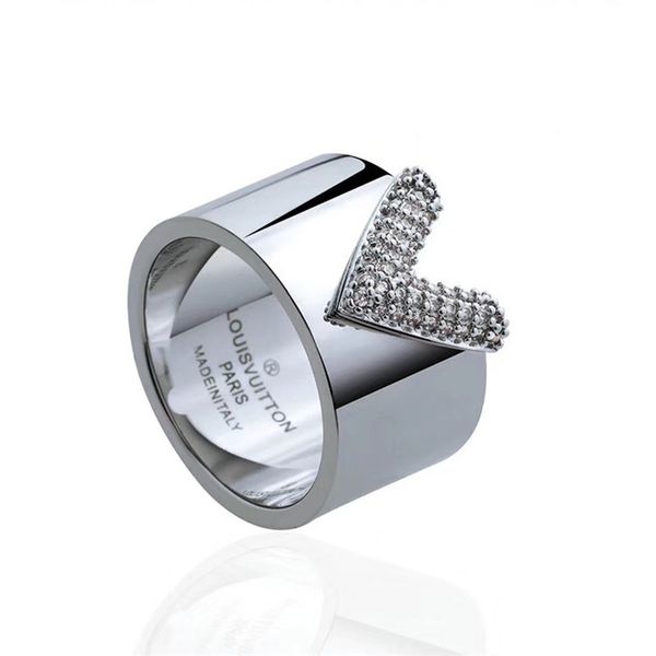 fashion paris rings letter inlaid gemstones stainless steel gold plated rings for women's ladys jewelry designer with box, Silver
fashion paris rings letter inlaid gemstones stainless steel gold plated rings for women's ladys jewelry designer with box, Silver
