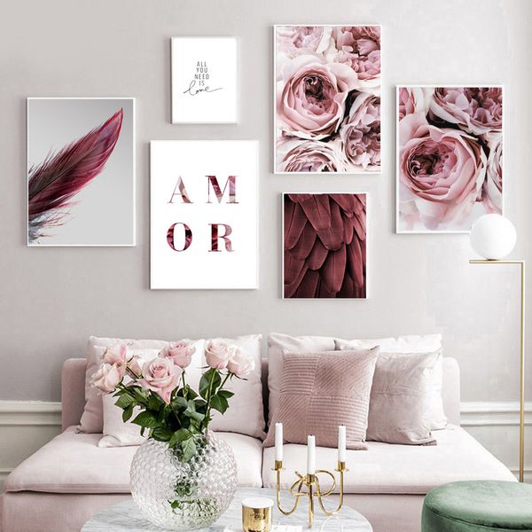 pink peony flower feather love quotes wall art canvas painting nordic posters and prints wall pictures for living room decor
pink peony flower feather love quotes wall art canvas painting nordic posters and prints wall pictures for living room decor