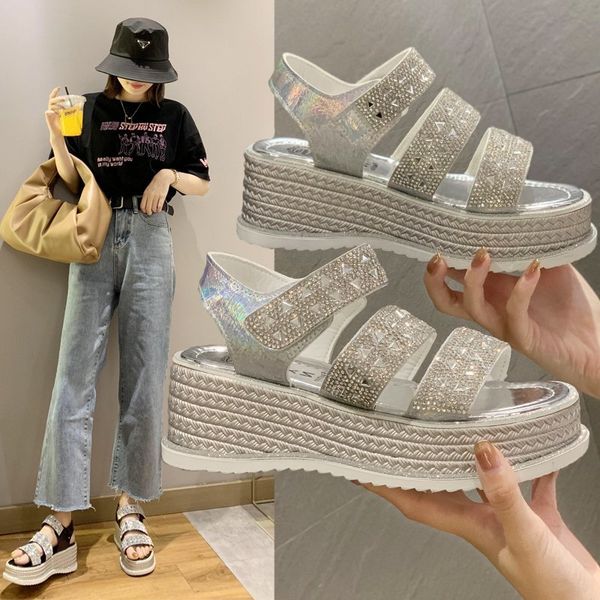 sandals women 2020 summer new fashion wild rhinestone muffin sandals wedge heel thickened increased x089, Black
sandals women 2020 summer new fashion wild rhinestone muffin sandals wedge heel thickened increased x089, Black