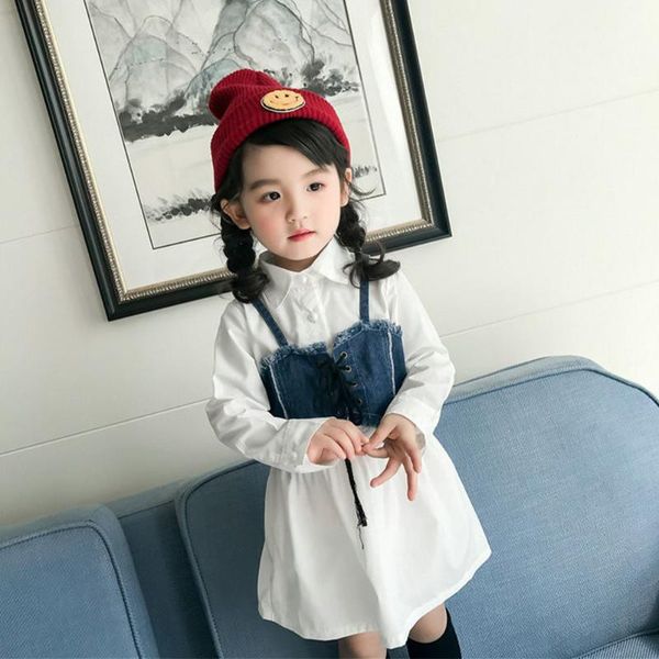 spring autumn new girls dress white dress + denim vest collage style baby girl casual children's clothing, Red;yellow
spring autumn new girls dress white dress + denim vest collage style baby girl casual children's clothing, Red;yellow