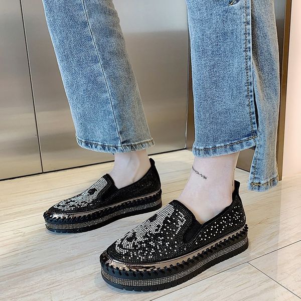 lucyever women fashion rhinestones flats shoes 2020 autumn round toe platform sneakers woman luxucy crystal slip on boat shoes, Black
lucyever women fashion rhinestones flats shoes 2020 autumn round toe platform sneakers woman luxucy crystal slip on boat shoes, Black