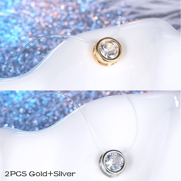 2pcs minimalist round zircon invisible necklace for women trendy gold metal color transparent clavicular chain choker jewelry, Silver
2pcs minimalist round zircon invisible necklace for women trendy gold metal color transparent clavicular chain choker jewelry, Silver