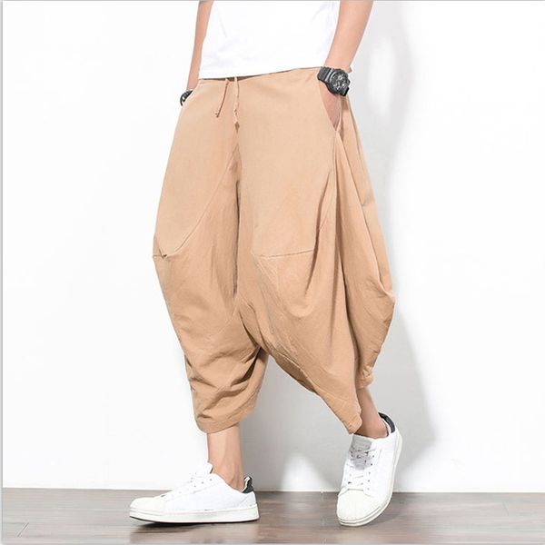 chinese style cotton harun pants seven point cotton loose casual pants wide leg men's wide leg, Black
chinese style cotton harun pants seven point cotton loose casual pants wide leg men's wide leg, Black