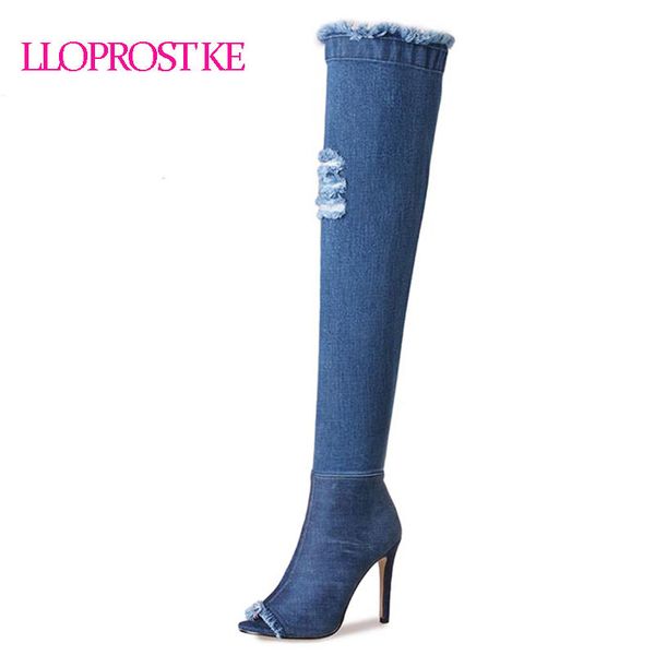 lloprost ke high heel over the knee boots woman spring summer shoes peep toe boots cut out denim dress show shoes my096, Black
lloprost ke high heel over the knee boots woman spring summer shoes peep toe boots cut out denim dress show shoes my096, Black
