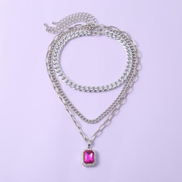 new gothic multi layer purple crystal pendant choker necklace collar statement vintage chunky thick chain women fashion jewelry, Silver
new gothic multi layer purple crystal pendant choker necklace collar statement vintage chunky thick chain women fashion jewelry, Silver