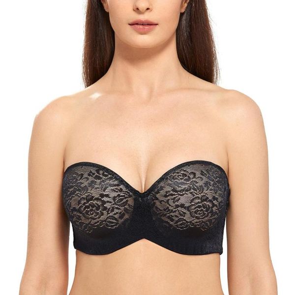 bras plus size women strapless bra push up seamless floral lace bralette multiway underwire lightly lined lift women's underwear, Red;black
bras plus size women strapless bra push up seamless floral lace bralette multiway underwire lightly lined lift women's underwear, Red;black