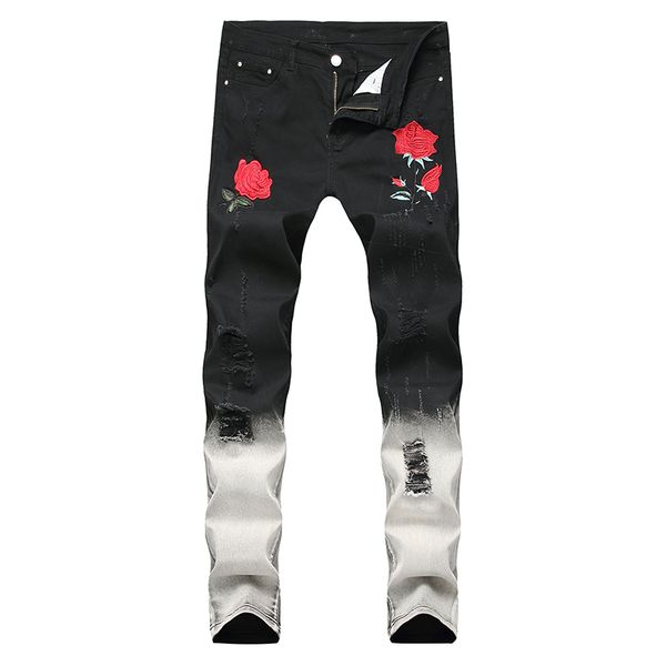 sokotoo men's fashion rose flower embroidery ripped jeans slim tie and dye gradient color holes denim pants, Blue
sokotoo men's fashion rose flower embroidery ripped jeans slim tie and dye gradient color holes denim pants, Blue