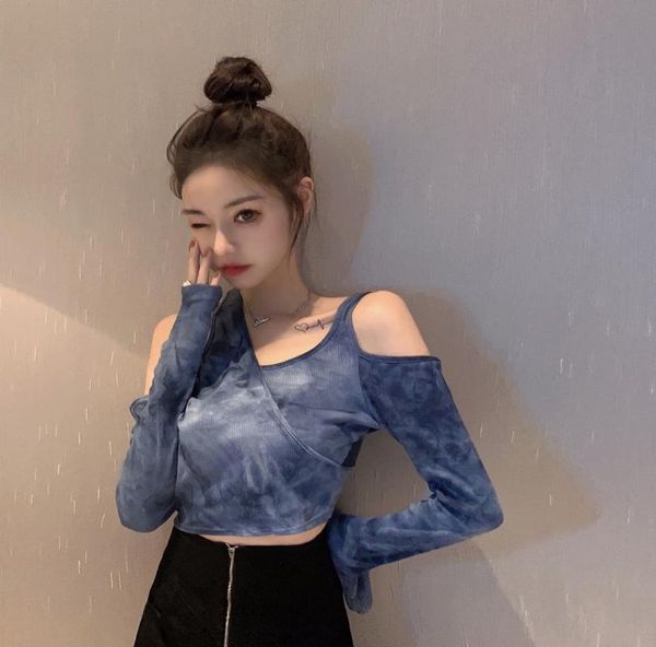 p shoot deep blue tie-dye long-sleeved t-shirt female ins strapless double purpose sense of design fashion c834a, White
p shoot deep blue tie-dye long-sleeved t-shirt female ins strapless double purpose sense of design fashion c834a, White