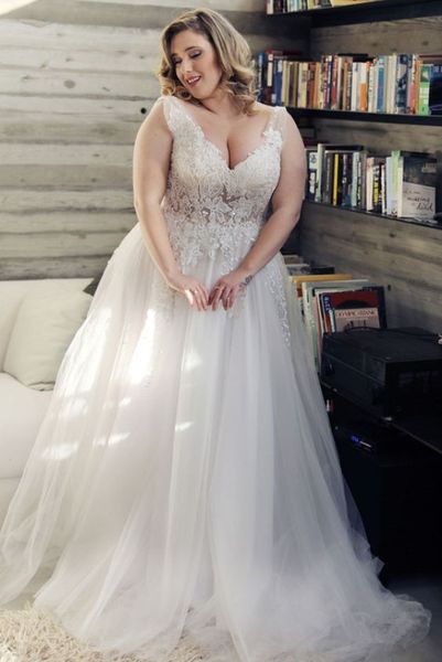 pretty v-neck plus size country boho tulle wedding dress floral lace applique pearls beads a line court train bridal gowns beach bride dress, White
pretty v-neck plus size country boho tulle wedding dress floral lace applique pearls beads a line court train bridal gowns beach bride dress, White