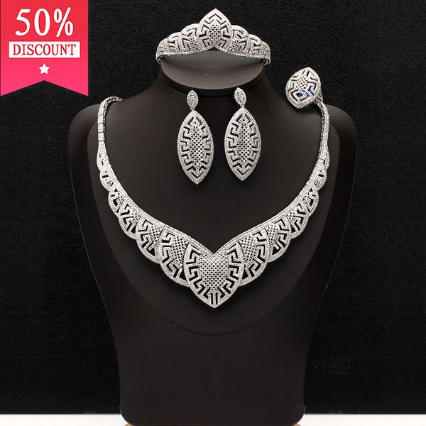 tirim 4pcs luxury sets cubic zirconia bridal jewelry sets for women full crystal necklace earrings bracelet set, Silver
tirim 4pcs luxury sets cubic zirconia bridal jewelry sets for women full crystal necklace earrings bracelet set, Silver