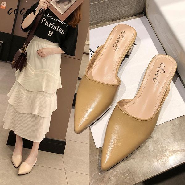 pointed half drag female summer 2020 new fairy style thick heel baotou slippers one pedal middle heel sandals and slippers, Black
pointed half drag female summer 2020 new fairy style thick heel baotou slippers one pedal middle heel sandals and slippers, Black