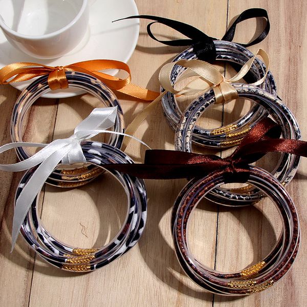 just feel 5 pcs/set jelly bracelets leopard leather filled silicone plastic jelly bangle bowknot friendship bracelets for women, Black
just feel 5 pcs/set jelly bracelets leopard leather filled silicone plastic jelly bangle bowknot friendship bracelets for women, Black