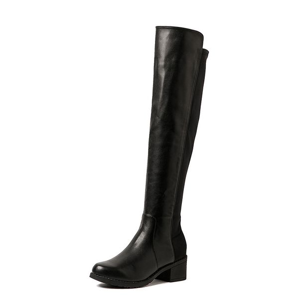 boots thigh high women winter square heel over the knee black 2021 womens stretch shoes woman