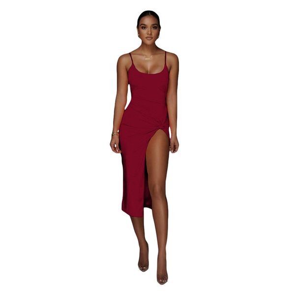 women dresses split spaghetti strap bodycon dresses casual natural color scoop neck dress woman clothes, Black;gray
women dresses split spaghetti strap bodycon dresses casual natural color scoop neck dress woman clothes, Black;gray