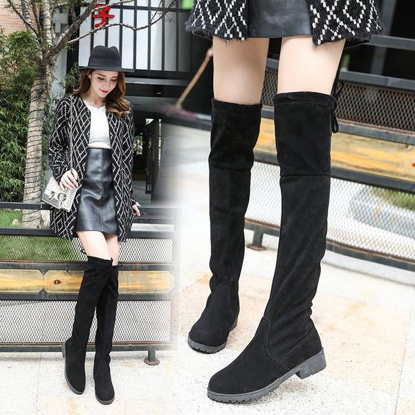 round toe concise solid over-the-knee long boots for women square heel lace-up autumn winter thigh boots low sewing shoes, Black
round toe concise solid over-the-knee long boots for women square heel lace-up autumn winter thigh boots low sewing shoes, Black