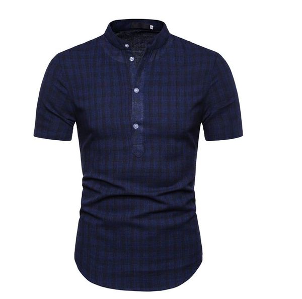 men's casual shirts plaid men stand collar cotton summer blouse social shirt pullover linen short-sleeved, White;black
men's casual shirts plaid men stand collar cotton summer blouse social shirt pullover linen short-sleeved, White;black