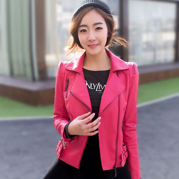 women's leather & faux loose pu jacket women classic moto biker spring autumn lady basic coat plus size outerwea by217, Black
women's leather & faux loose pu jacket women classic moto biker spring autumn lady basic coat plus size outerwea by217, Black