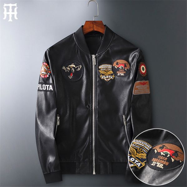 leather men's european station fashion brand pu leather jacket men's tiger head embroidery goods men's lapel brown autumn jac, Black;brown 
leather men's european station fashion brand pu leather jacket men's tiger head embroidery goods men's lapel brown autumn jac, Black;brown