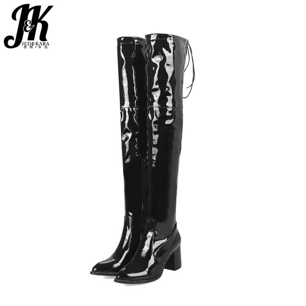 jk patent pu high heels women boots cross tied pointed toe footwear over the knee female boot shoes woman winter plus size 33-48, Black
jk patent pu high heels women boots cross tied pointed toe footwear over the knee female boot shoes woman winter plus size 33-48, Black
