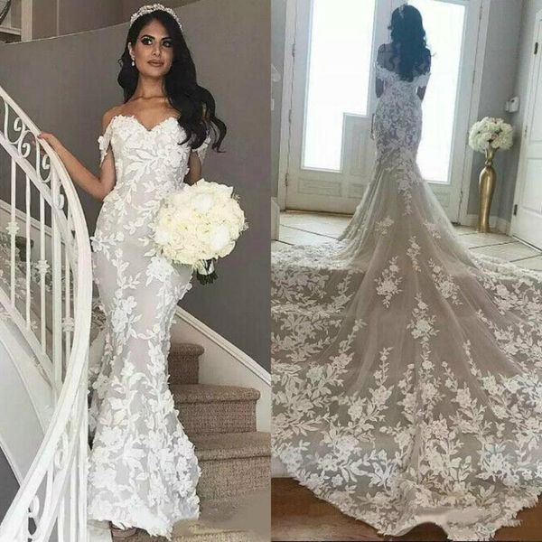 plus size vintage full lace dubai arabic mermaid wedding dresses off shoulder applique wedding dress bridal gowns vestidos de novia, White
plus size vintage full lace dubai arabic mermaid wedding dresses off shoulder applique wedding dress bridal gowns vestidos de novia, White