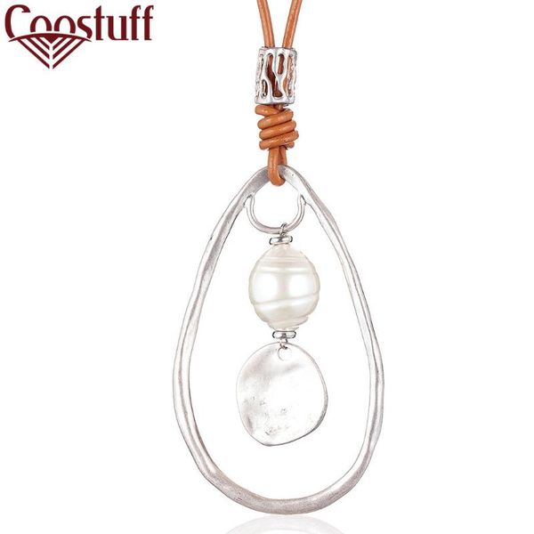 women long necklace leather chain chokers bohemian white bead pendants silver color ethnic jewelry female long chain suspension
women long necklace leather chain chokers bohemian white bead pendants silver color ethnic jewelry female long chain suspension