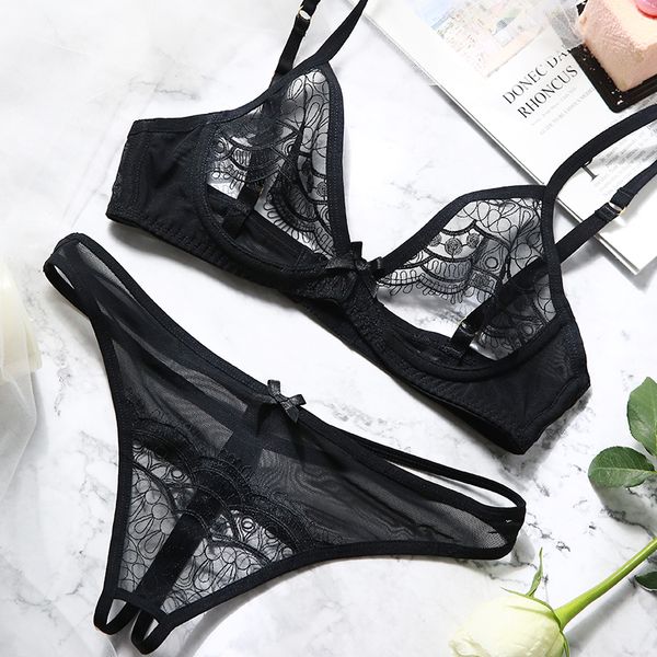 bras sets open-breasted underwie chest women's lingerie lace thin embroidered underwear intimates bra and panty, Red;black
bras sets open-breasted underwie chest women's lingerie lace thin embroidered underwear intimates bra and panty, Red;black