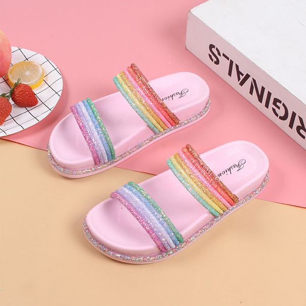 women outdoor slippers 2020 woman non slip soft women's rainbow crystal summer bling female beach shoes ladies comfortable flats, Black
women outdoor slippers 2020 woman non slip soft women's rainbow crystal summer bling female beach shoes ladies comfortable flats, Black