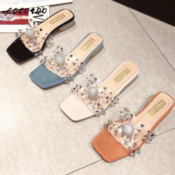 2020 new summer sandals and slippers female sense open toe square head fashion transparent with rivets back space low thick heel, Black
2020 new summer sandals and slippers female sense open toe square head fashion transparent with rivets back space low thick heel, Black