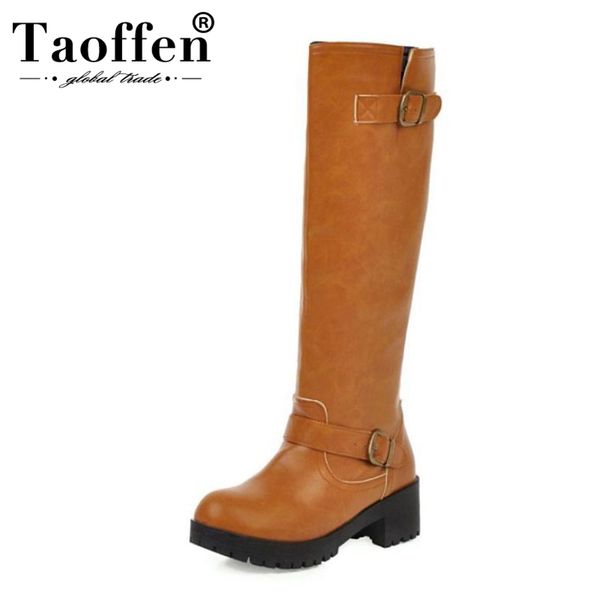 taoffen knee high women fashion winter boots zipper buckle strap footwear platform low square heel knight boots size 34-43, Black
taoffen knee high women fashion winter boots zipper buckle strap footwear platform low square heel knight boots size 34-43, Black