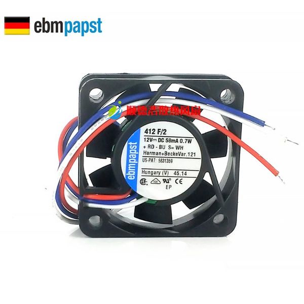 new original ebmpapst 412 f/2 40x40x10mm dc12v 0.7w 58ma server inverter cooling fan typ 412 fm 
new original ebmpapst 412 f/2 40x40x10mm dc12v 0.7w 58ma server inverter cooling fan typ 412 fm