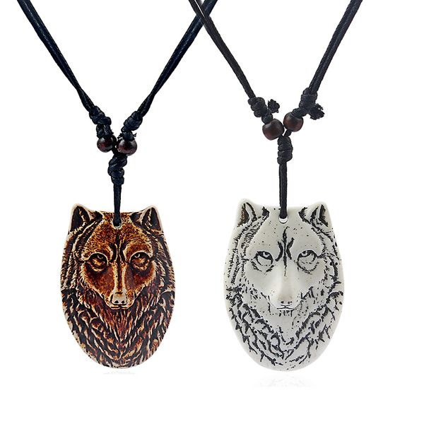 1pcs faux yak bone white/ brown resin wolf head/face pendant necklace black wax cord adjustable, Silver
1pcs faux yak bone white/ brown resin wolf head/face pendant necklace black wax cord adjustable, Silver